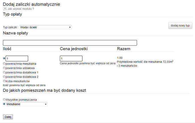 dodaj zaliczki automatycznie dodaj zaliczki automatycznie